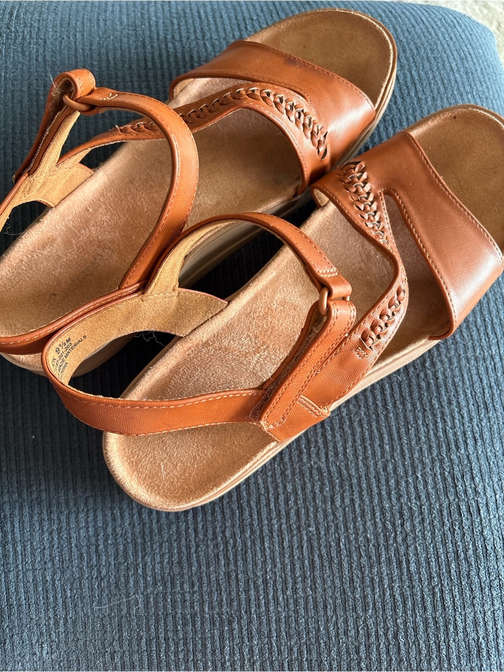 BareTraps Women's Cognac Leather Slingback Sandals